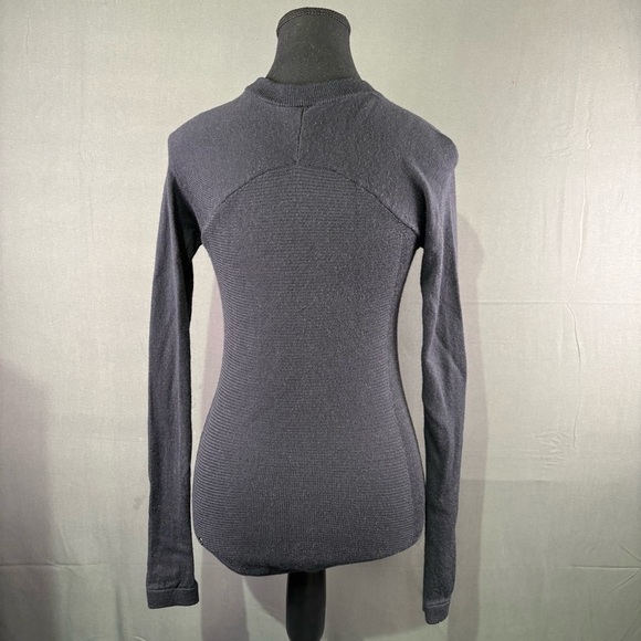 Lululemon Cabin Yogi Long Sleeve Black / Heathered Dark Grey Women 2 Athleisure - Picture 5 of 12